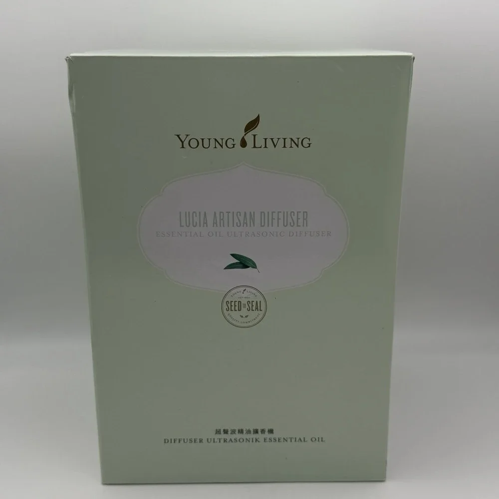 Young Living Lucia Artisan Essential Oil Ultrasonic Diffuser White Glass NEW